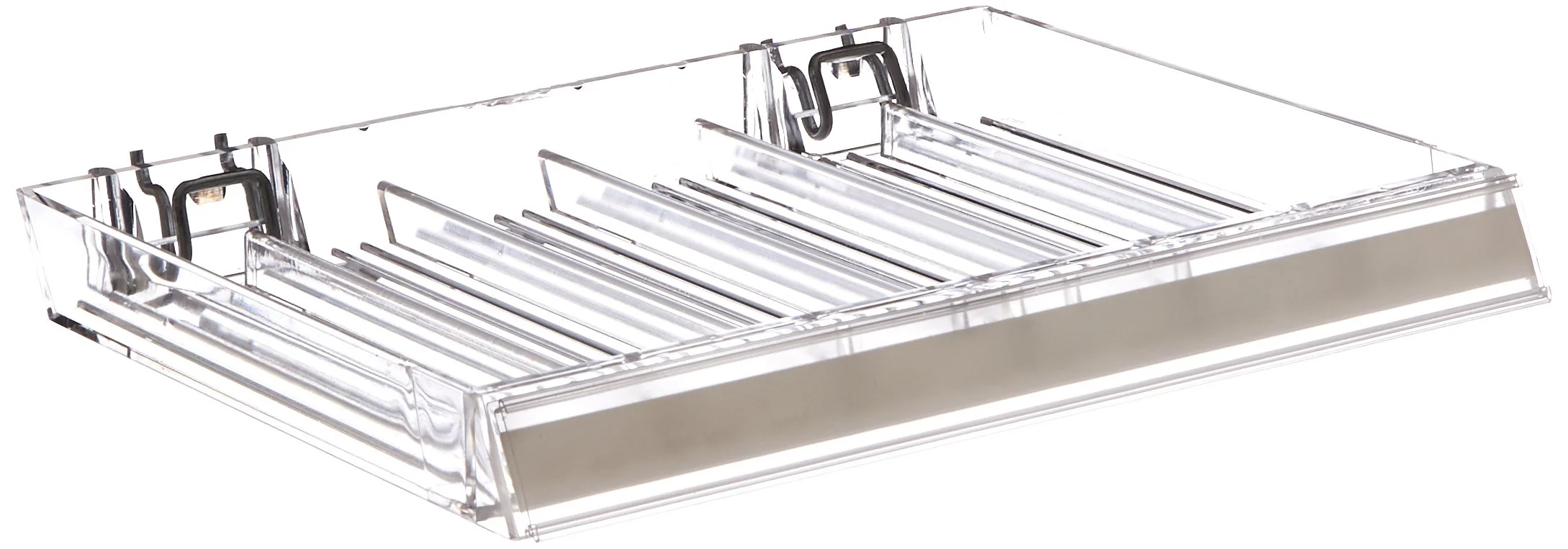 Azar Displays Nail Polish Trays With Flip Fronts, 6-Compartment, Metal U-Hooks/C-Channel, Small Size