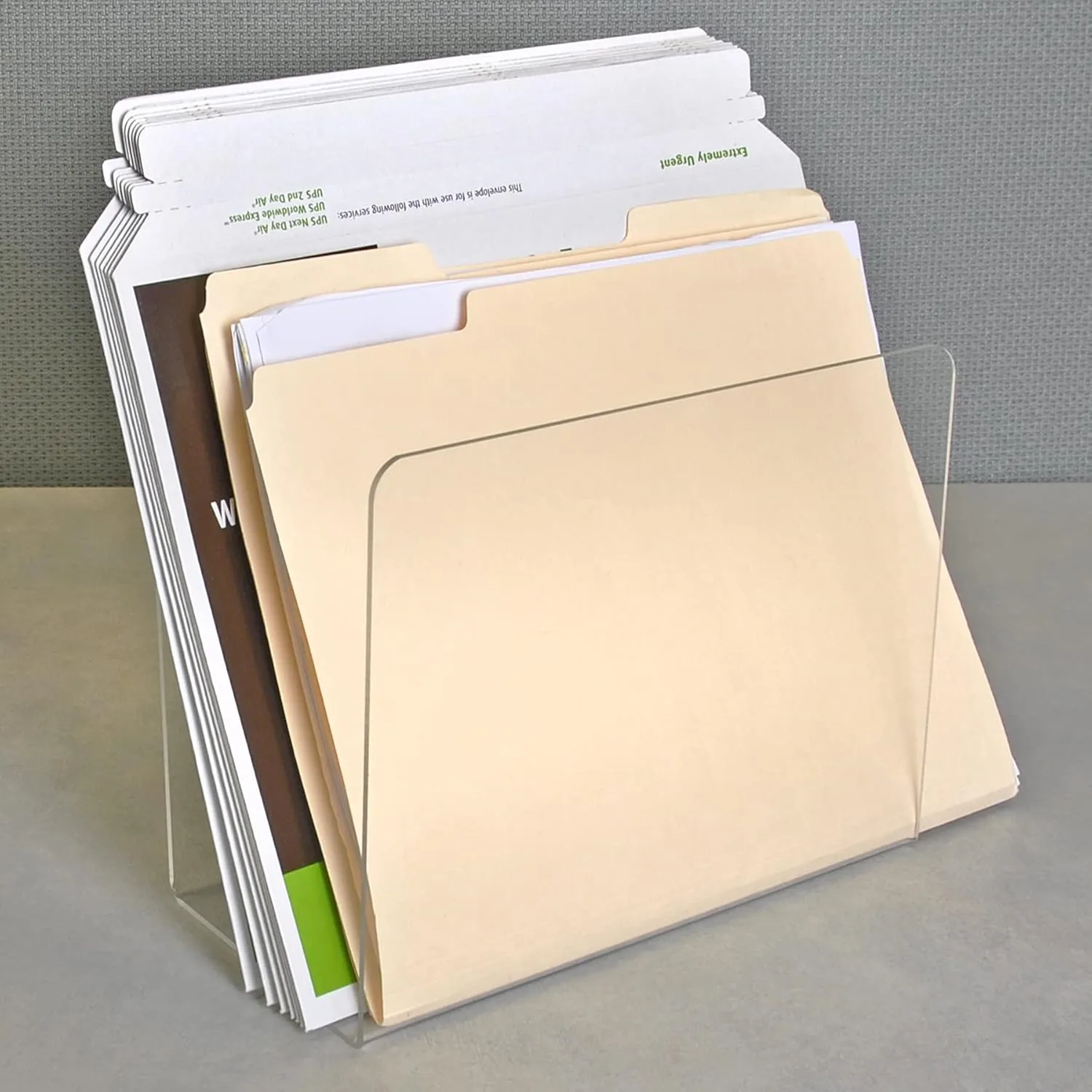 Azar Displays Clear Acrylic Lateral Desk File Holders, Pack of 4