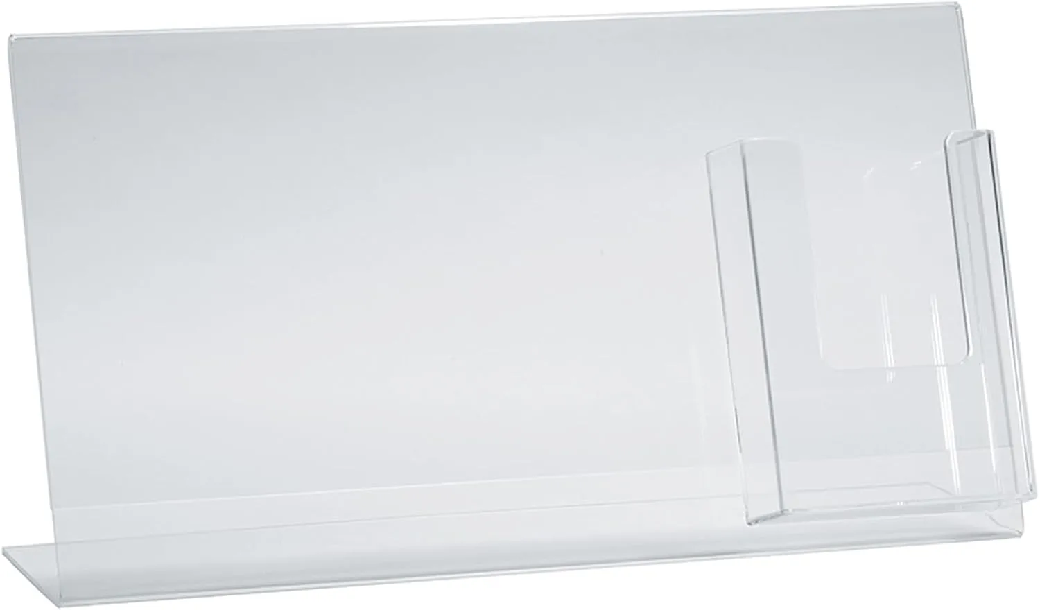 Azar Displays Acrylic Horizontal/Vertical L-Shaped Sign Holders With Brochure Pocket, 8-1/2inH x 16inW x 3inD, Clear