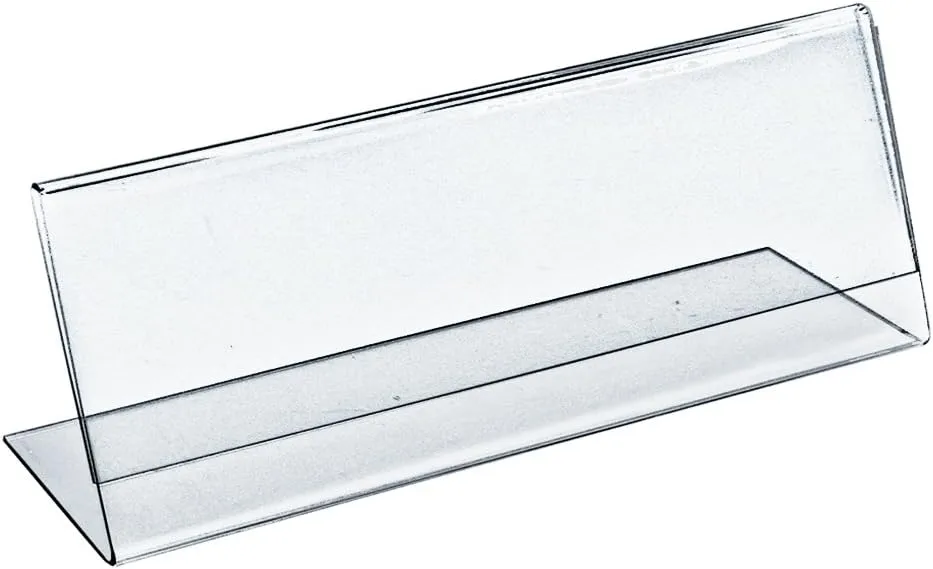 Azar Displays Acrylic Horizontal L-Shaped Sign Holders, 7inH x 11inW x 3inD, Clear, Pack Of 10 Holders