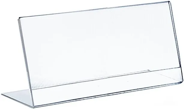 Azar Displays Acrylic Horizontal L-Shaped Sign Holders, 7inH x 11inW x 3inD, Clear, Pack Of 10 Holders