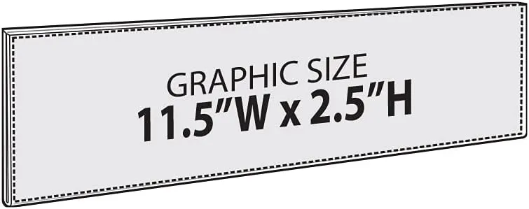 Azar Displays 122011 Self Adhesive Tape Clear Acrylic Wall Sign Holder Frame 11.5" W x 2.5" H - Landscape/Horizontal, 10-Pack