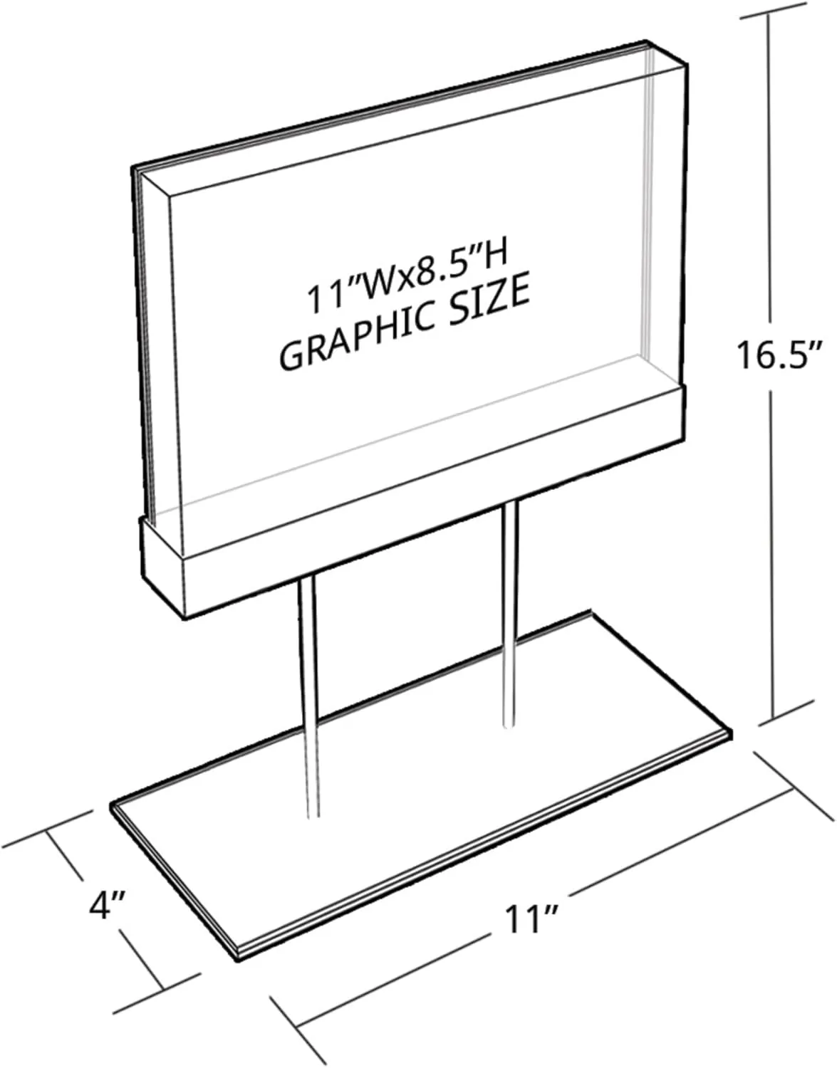 Azar Displays Elite Series Acrylic Block Sign Holder on Chrome Stand