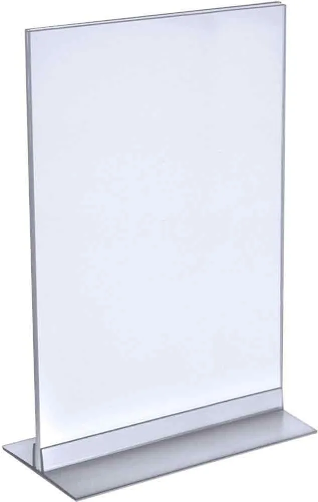 Azar Displays 102706 Clear Acrylic Double Sided Sign Holder 8.5" x 14" Vertical/Horizontal with T Strip, 10-Pack