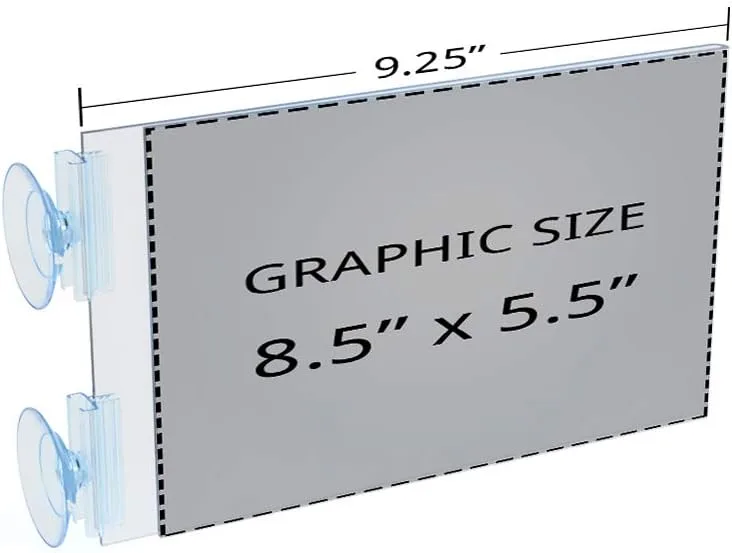 Azar Displays Two-Sided Acrylic Sign Holders with Suction Cup Grippers, Pack of 10
