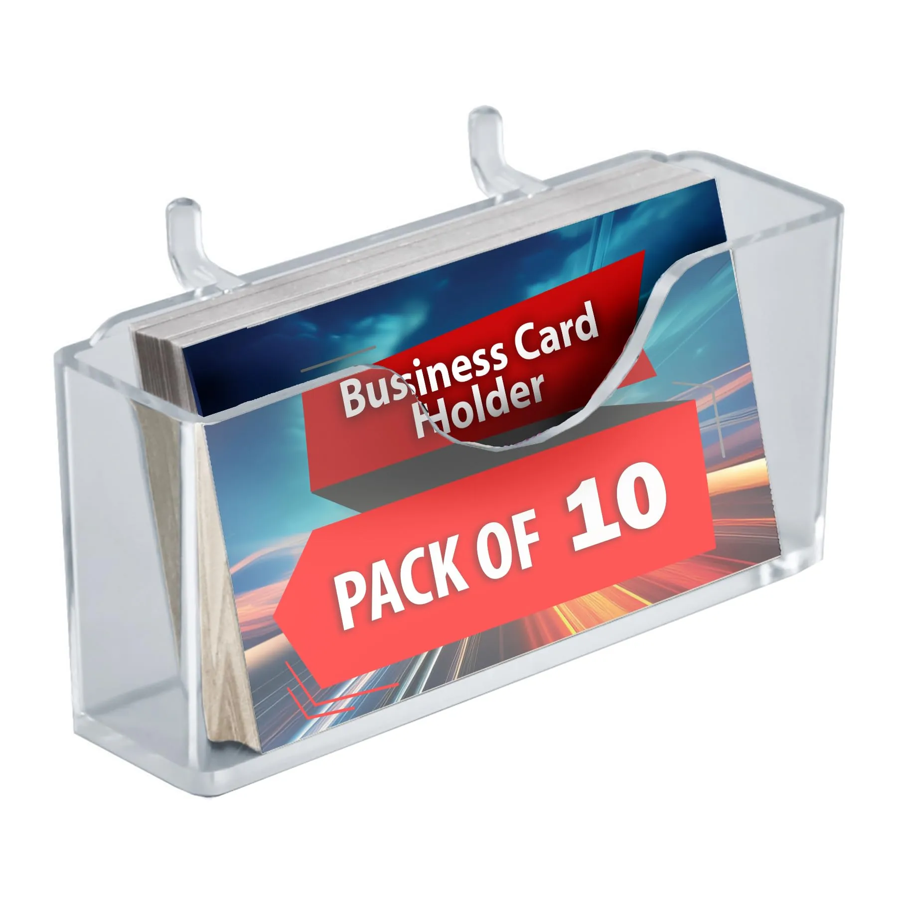 Azar Displays 252008 Business Card Holder for Pegboard/Slatwall (10 Pack)