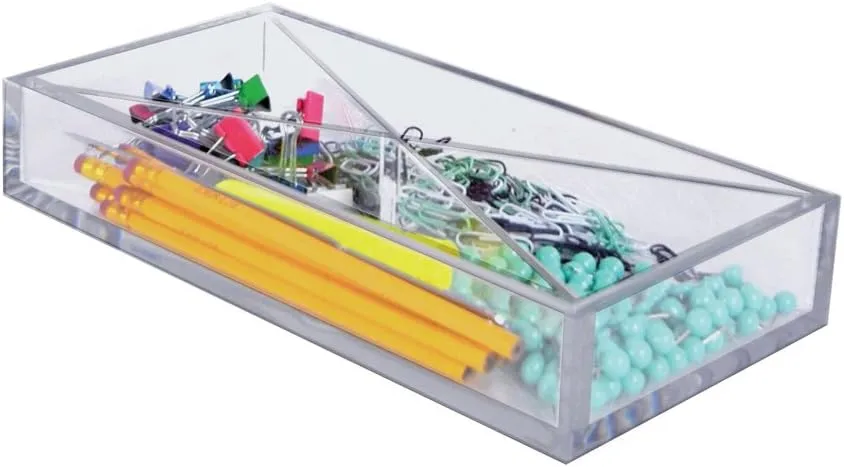 Azar Displays 556353 Large Tray 4 Compartment Desk Organizer Pencil Holder Pack of 2