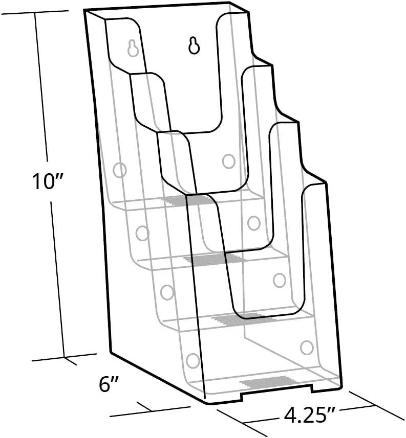 Azar Displays 252388 Clear Four-Tier Tri-Fold Brochure Holder, Acrylic Boxes for Display