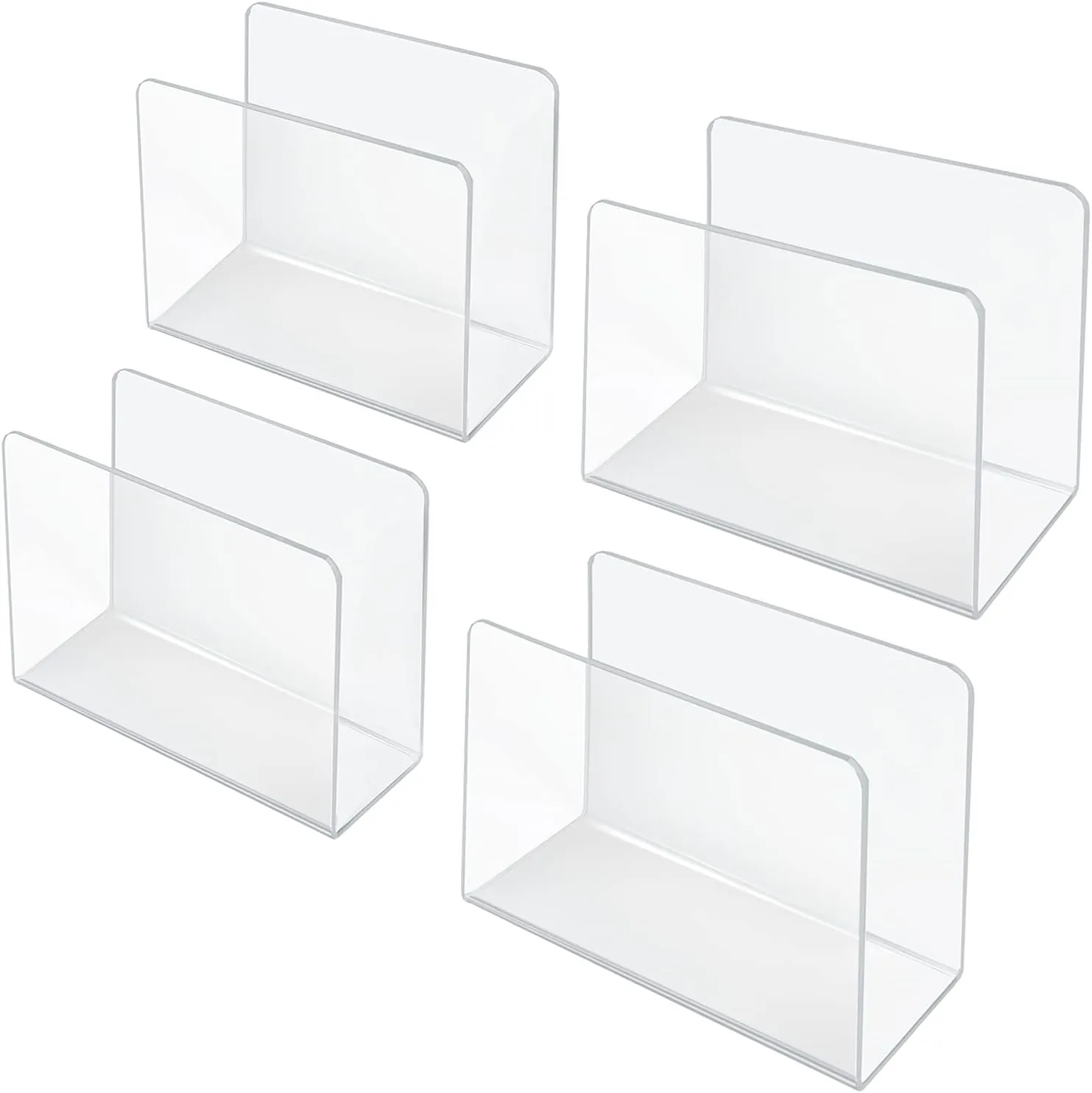 Azar Displays Clear Acrylic Lateral Desk File Holders, Pack of 4