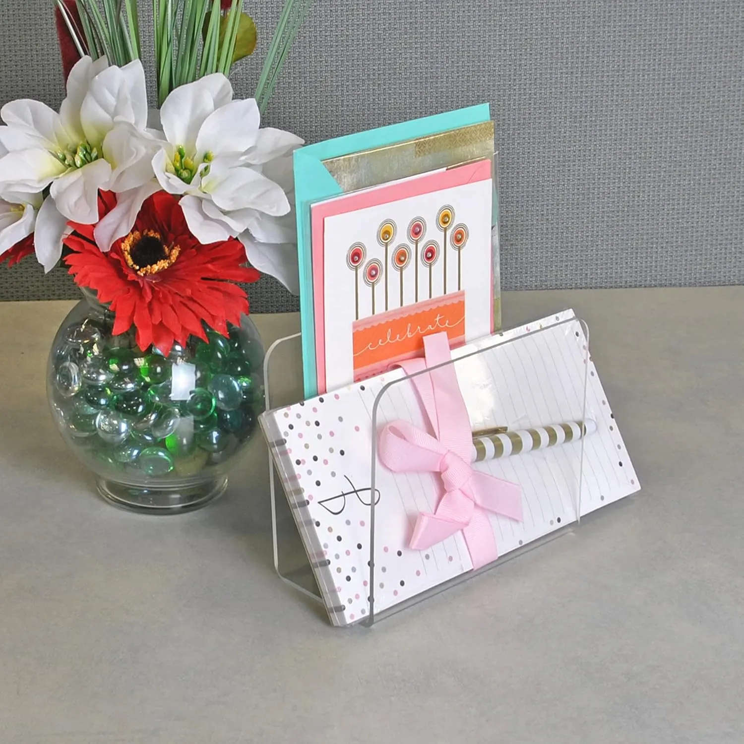 Azar Displays Clear Acrylic Lateral Desk File Holders, Pack of 4