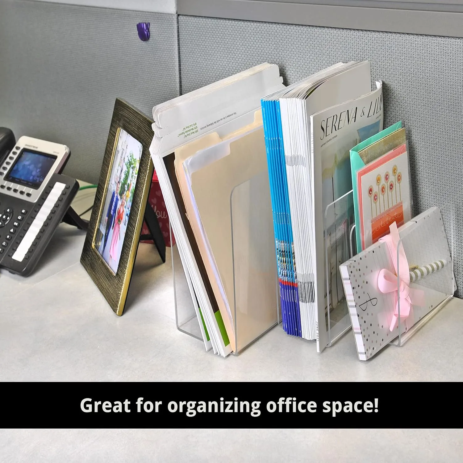 Azar Displays Clear Acrylic Lateral Desk File Holders, Pack of 4