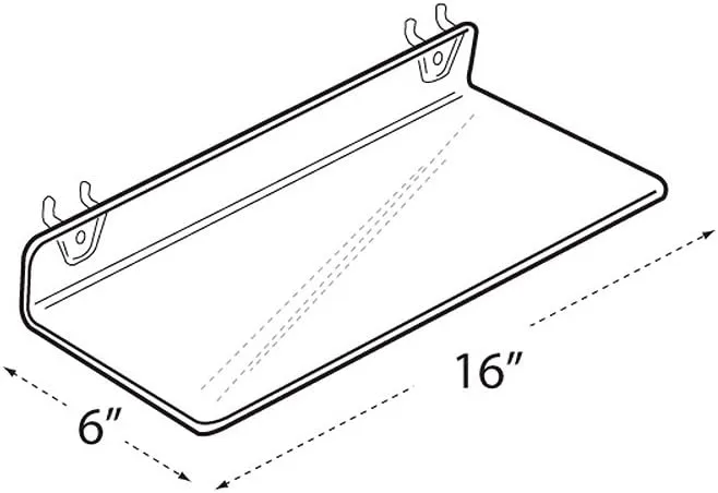 Azar Displays 556095 Clear Acrylic Shelf for Pegboard or Slatwall (4 Pack)