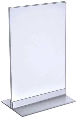 Azar Displays 102716 Clear Acrylic Double Sided Sign Holder 7" x 11" Vertical/Horizontal with T Strip, 10-Pack