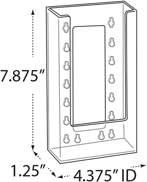 Azar Displays 252343 4.625" W X 1.25" D X 7.875" H Tri-Fold Size Slatwall Brochure Holder (10 Pack)