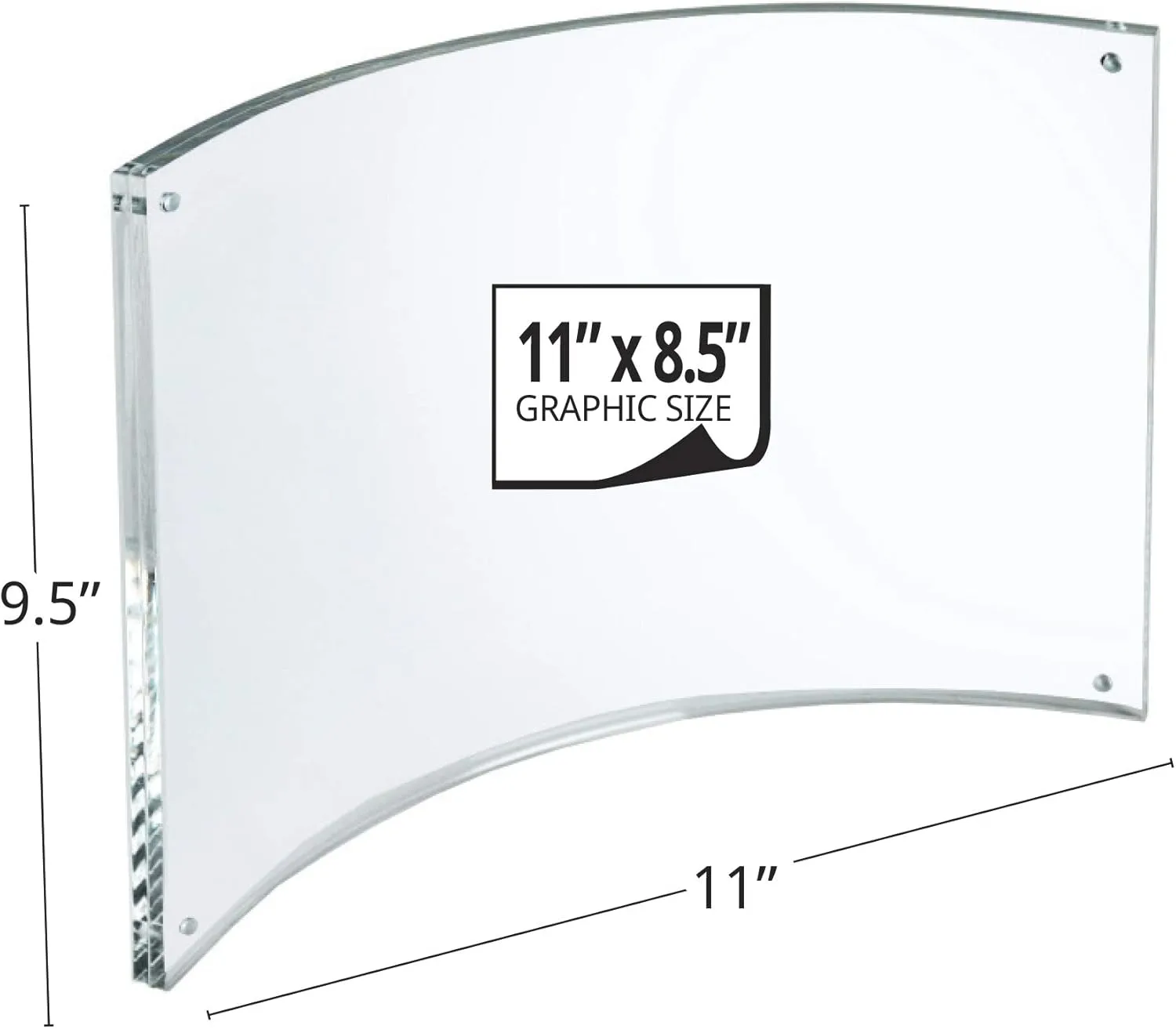 Azar Displays Curved Magnetic Acrylic Sign Holders, 11"W x 8.5"H, Clear, 2-Pack