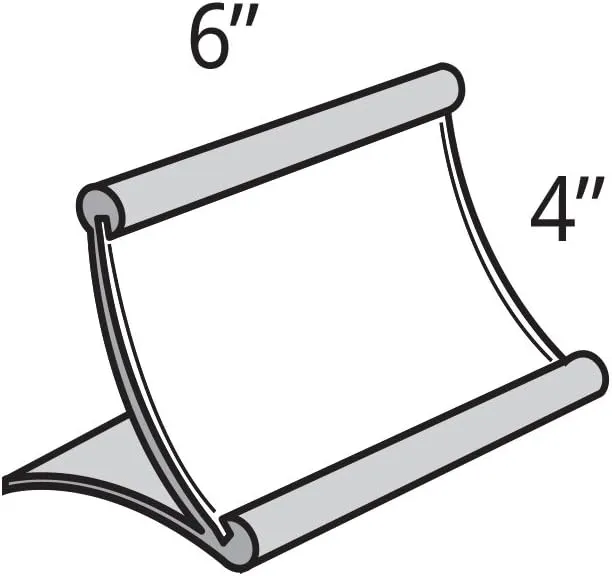 Azar Displays 300883 Curved Metal Sign Holder, 6"W x 4"H, Silver