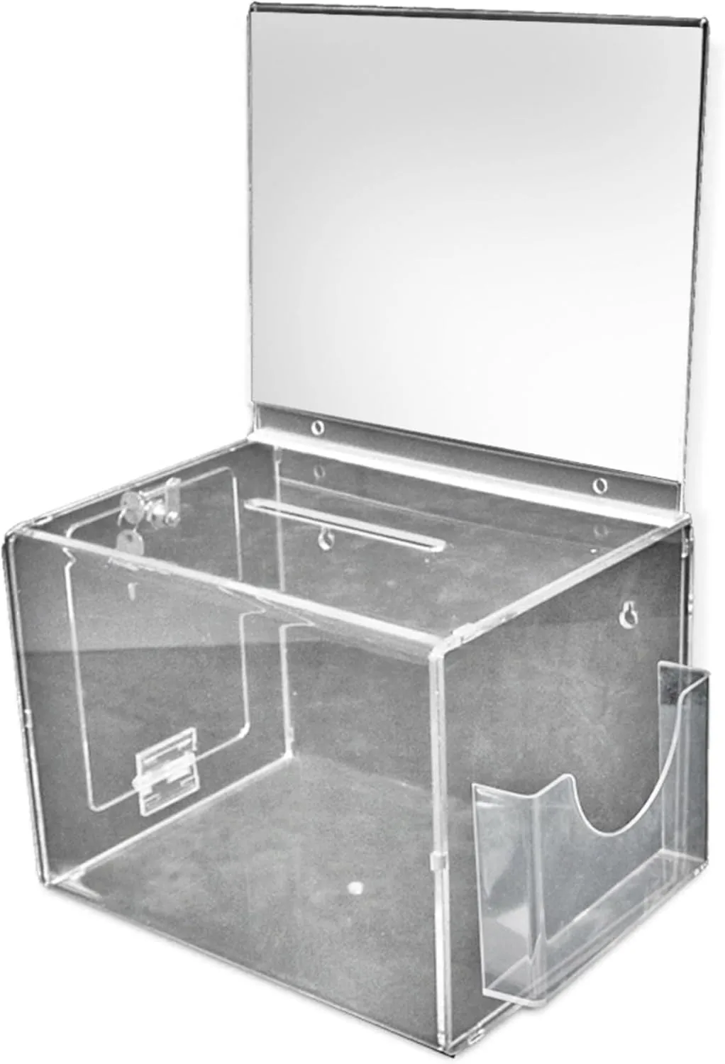 Azar Displays Extra-Large Pedestal Lottery Box With Pocket, 57-3/4in H x 16in W x 16in D, Clear