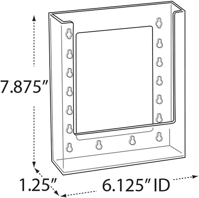 Azar Displays 252344 6.25" W X 1.25" D X 7.875" H Bi-Fold Size Slatwall Brochure Holder (10 Pack)