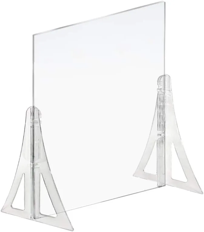 Azar Displays Protective Sneeze Guard for Counter and Desk - Portable Plexiglass Barrier (Pack of 2)