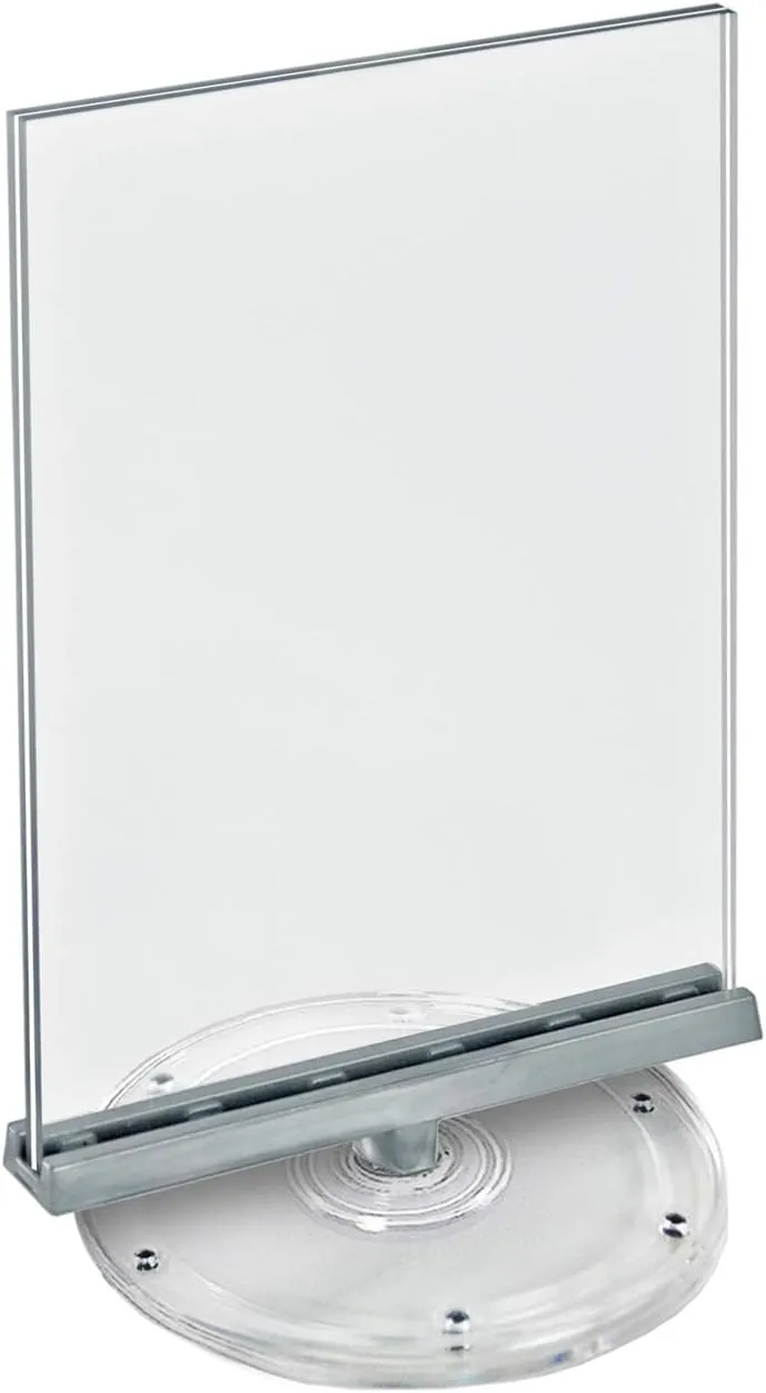 Azar Displays Revolving Sign Holder Acrylic Vertical Two Sided Revolving Acrylic Sign Holder: 8.5 in. W x 11 in.H, 2-Pack
