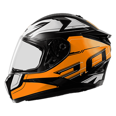 STEELBIRD SBH-35 DOT ROBOT 2.0 REBORN GLOSSY BLACK/ORANGE C/V (M) WITH EXTRA SMOKE VISOR
