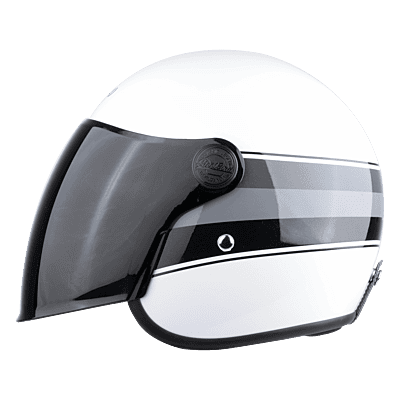 STEELBIRD SBH-56 VINTAGE S1 GLOSSY WHITE/BLACK C/V 600 MM (LONG VISOR)