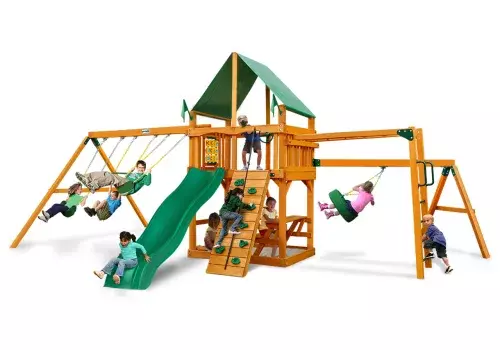 Homestead Swing Set w/ Deluxe Green Vinyl Canopy Homestead Swing Set w/ Deluxe Green Vinyl Canopy