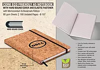 Cork Eco friendly A5 notebook with Hard bound cover and Elastic fastener