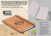 Cork Eco friendly A5 notebook with Hard bound cover and Elastic fastener