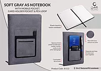 Soft Gray A5 notebook with mobile pocket,