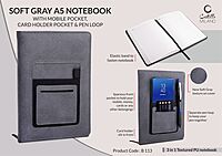 Soft Gray A5 notebook with mobile pocket,