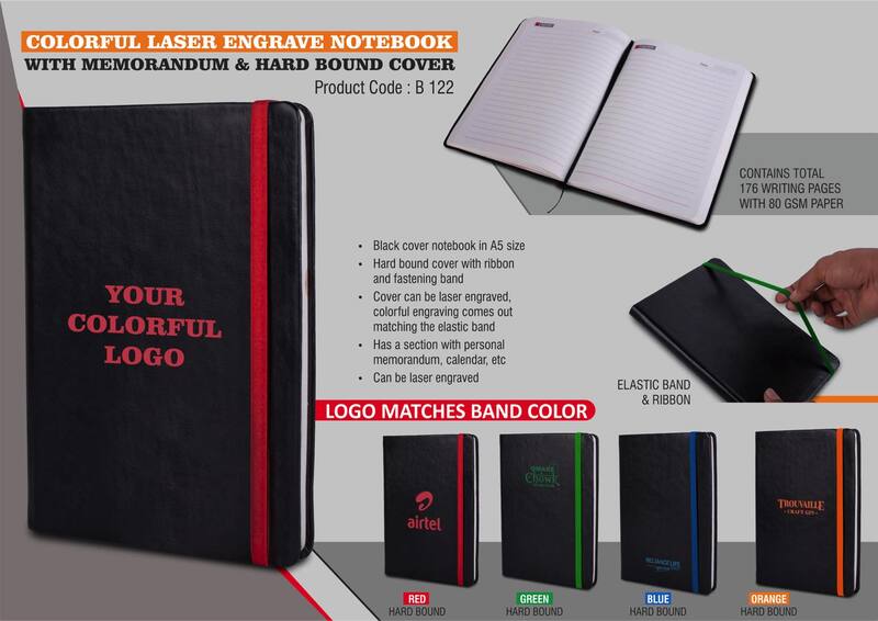 Colorful Laser engrave notebook with Memorandum