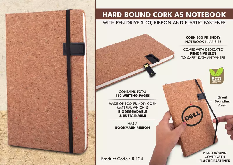 Hard bound Cork A5 notebook