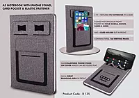 A5 notebook with Phone stand, card pocket,