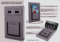 A5 notebook with Phone stand, card pocket,