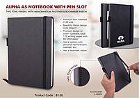 Alpha A5 notebook with Pen Slot |