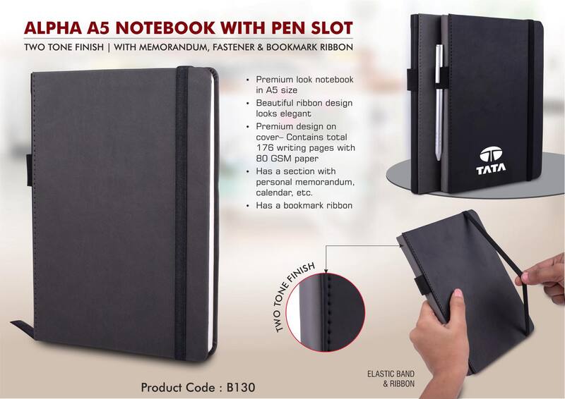 Alpha A5 notebook with Pen Slot |