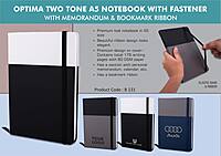 Optima Two tone A5 notebook with Fastener