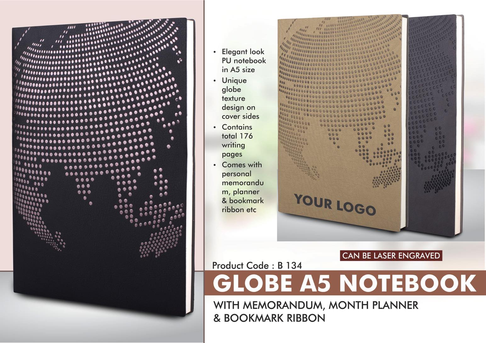 Globe A5 notebook with memorandum,