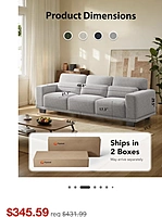 Pipishell 89-inch 3-seater sofa with deep seats