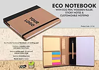 Eco Notebook with Eco Pen, Wooden Ruler and Sticky notes