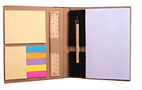Eco Notebook with Eco Pen, Wooden Ruler and Sticky notes