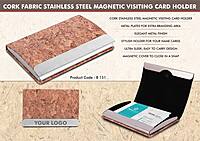 Stainless Steel Magnetic Visiting Card holder -Cork Material Style