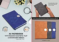 A5 notebook with round magnetic flap & bookmark ribbon