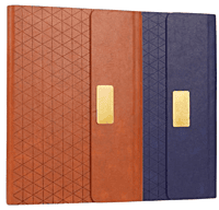 Pyramid 3 fold notebook with Magnetic flap and metal plate