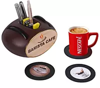 Oval Pen stand with 6 coasters