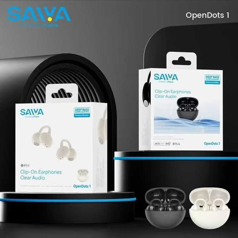 SAIVA OpenDots 1 Wireless Clip-On Earphones with Deep Bass & Clear Audio