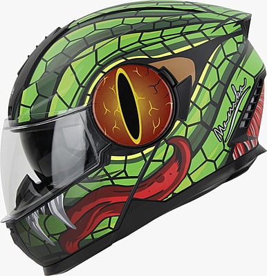 STEELBIRD SBH-40 ISS SPEED GLOSSY BLACK/GREEN C/V 600 MM