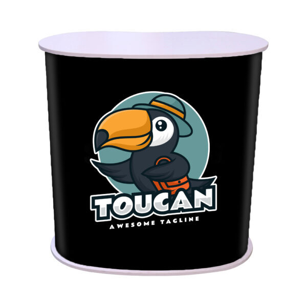 Kidney Shaped Promo Counter with fabric print & Carry Bag