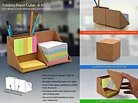 Folding paper cube (with memopad and tumbler)